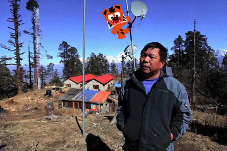 Mahabir Pun explains the Nepal Wireless relay station in Mahore, Nepal